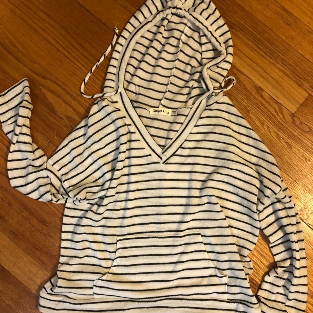 Black and White Striped Hoodie